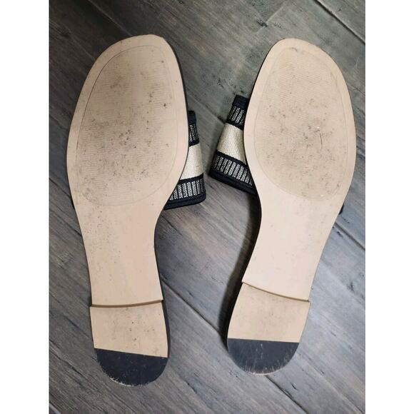 Steve Madden Knox Sandals Slides St Barts Logo Embroidered Black Tan Size‎ 10 - Picture 3 of 3